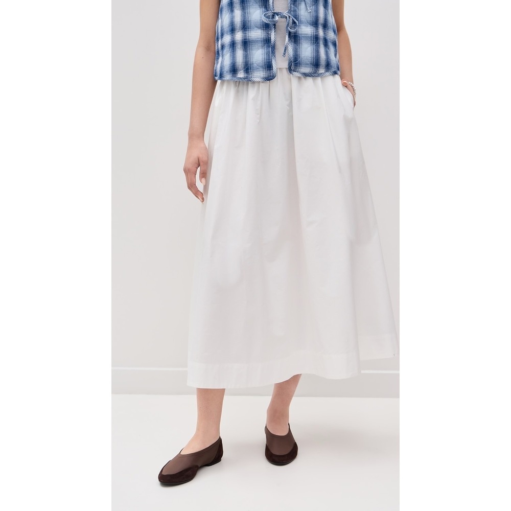 Aligne Natalie Elasticated Midi Skirt White 8